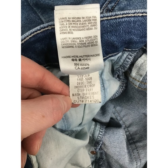 MOTHER Insider Crop Step Fray Jeans 29 Different Strokes High Rise Raw Hem Jeans - Picture 13 of 13